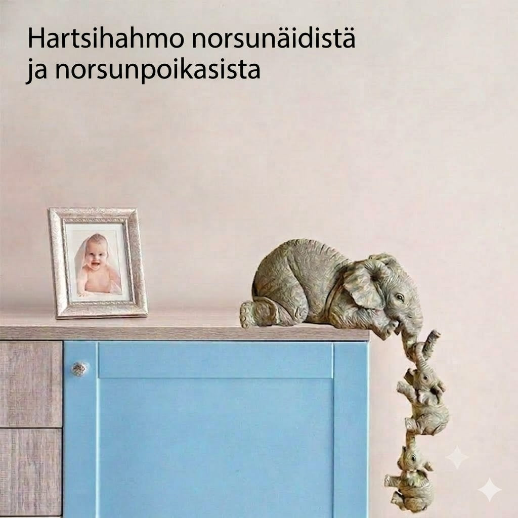Norsun muotoinen hartsikoriste – Läheisten perhesiteiden symboli