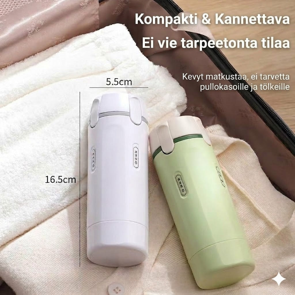 Kannettava 4-in-1 matka-annostelija