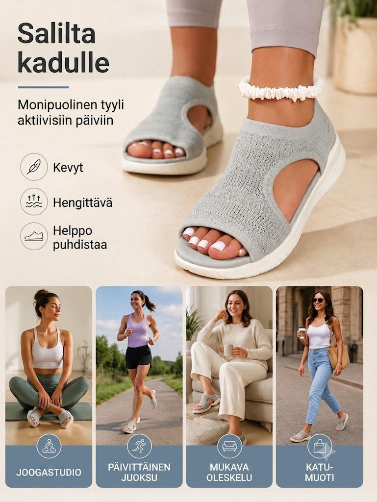Mukavat ja hengittävät matalakantaiset sandaalit