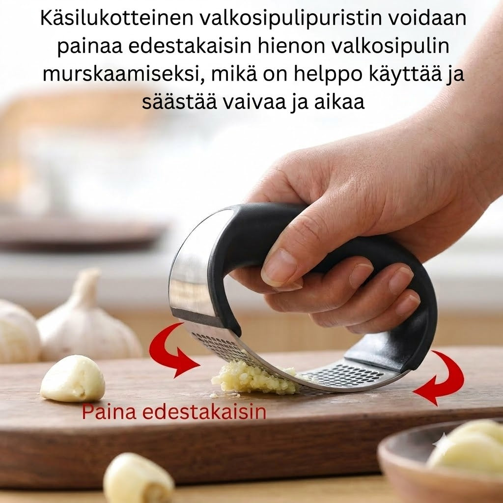 Valkosipulipuristin: Kannettava ruostumaton teräs valkosipulipuristin