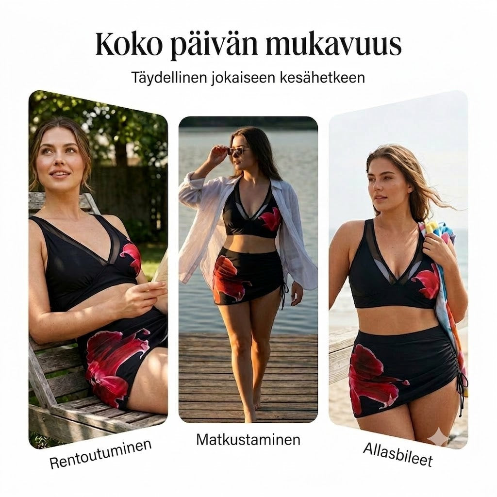 👙🌊 Kietorannabikini kalakuviolla – Kiristysnyörillä, aitoa kesätyyliä