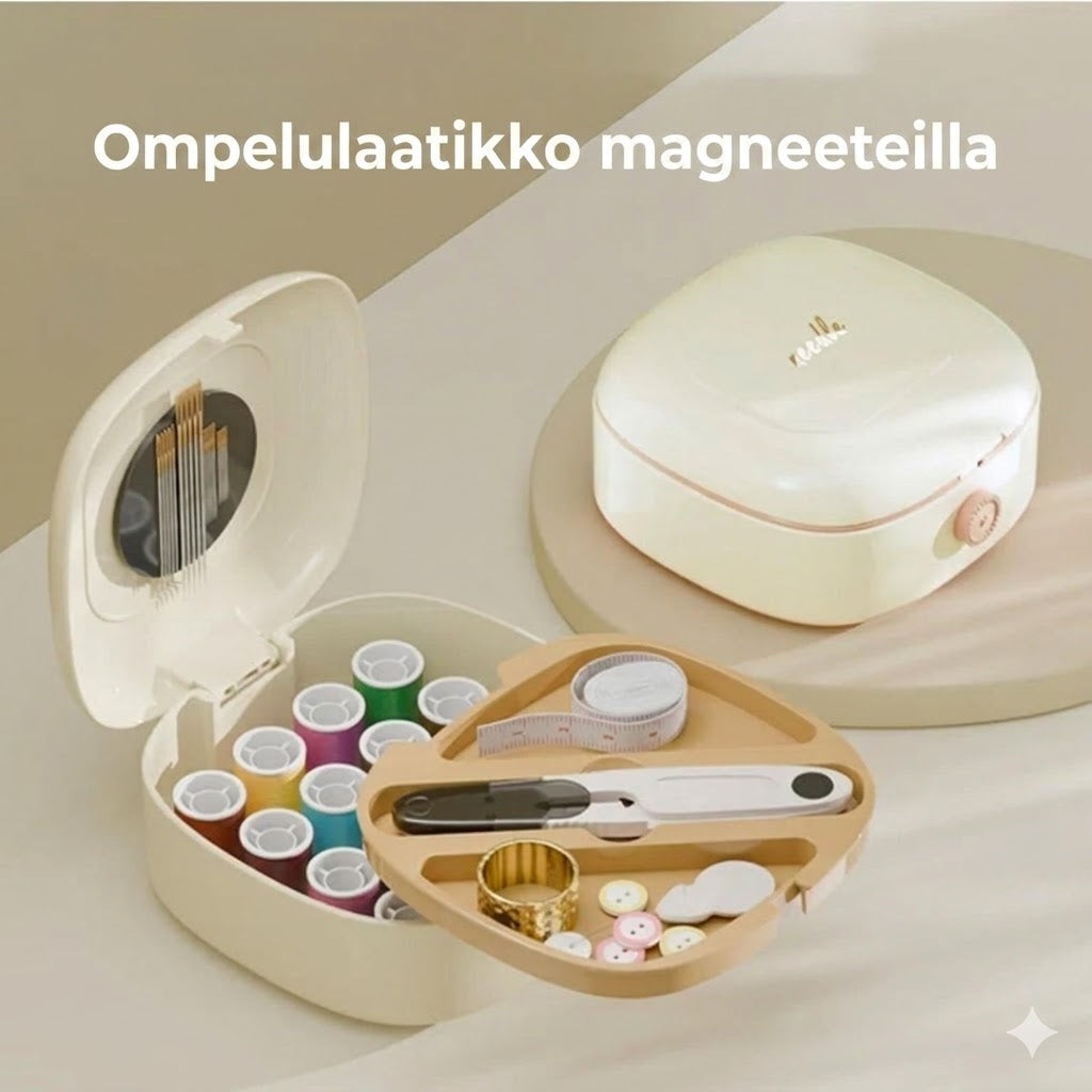 Kaksikerroksinen magneettinen ompelusetti – Ylellinen ompelulaatikko langalla ja neuloilla