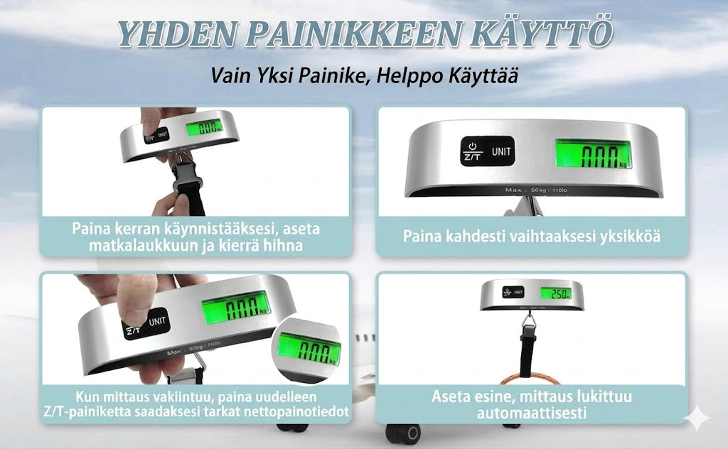 Kannettava matkalaukkuvaaka LCD-näytöllä
