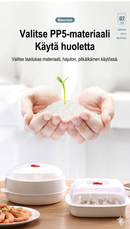Monitoiminen mikroaaltouunihöyrykeitin - Lämpimänäpitotoiminnolla - Terveellistä ruoanlaittoa & höyrytystä