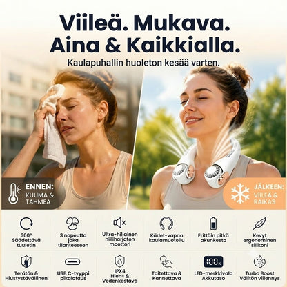 Kaulatuuletin & ilmastointilaite – Hiljainen henkilökohtainen viilennys kesään
