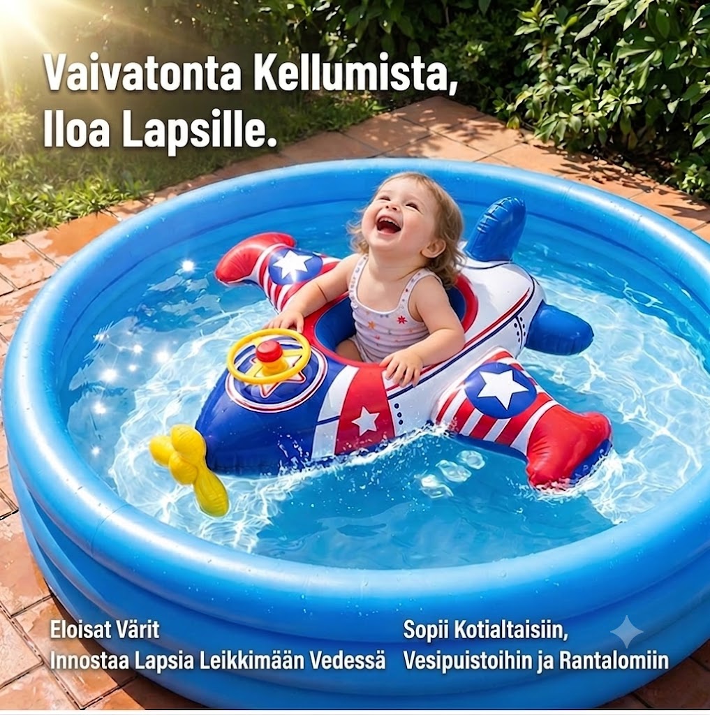 Lentokoneen muotoinen puhallettava uimarengas lapsille