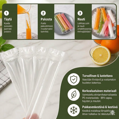 DIY-mehujöpussit (100 kpl) – Kertakäyttöiset mehujäämuit