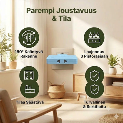 🔌 Kääntyvä jatkojohto – Käytännöllinen ratkaisu ahtaisiin tiloihin