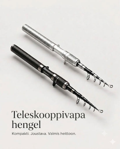 Hiilikuituinen taskukalastusvapa: Teleskooppinen virveli