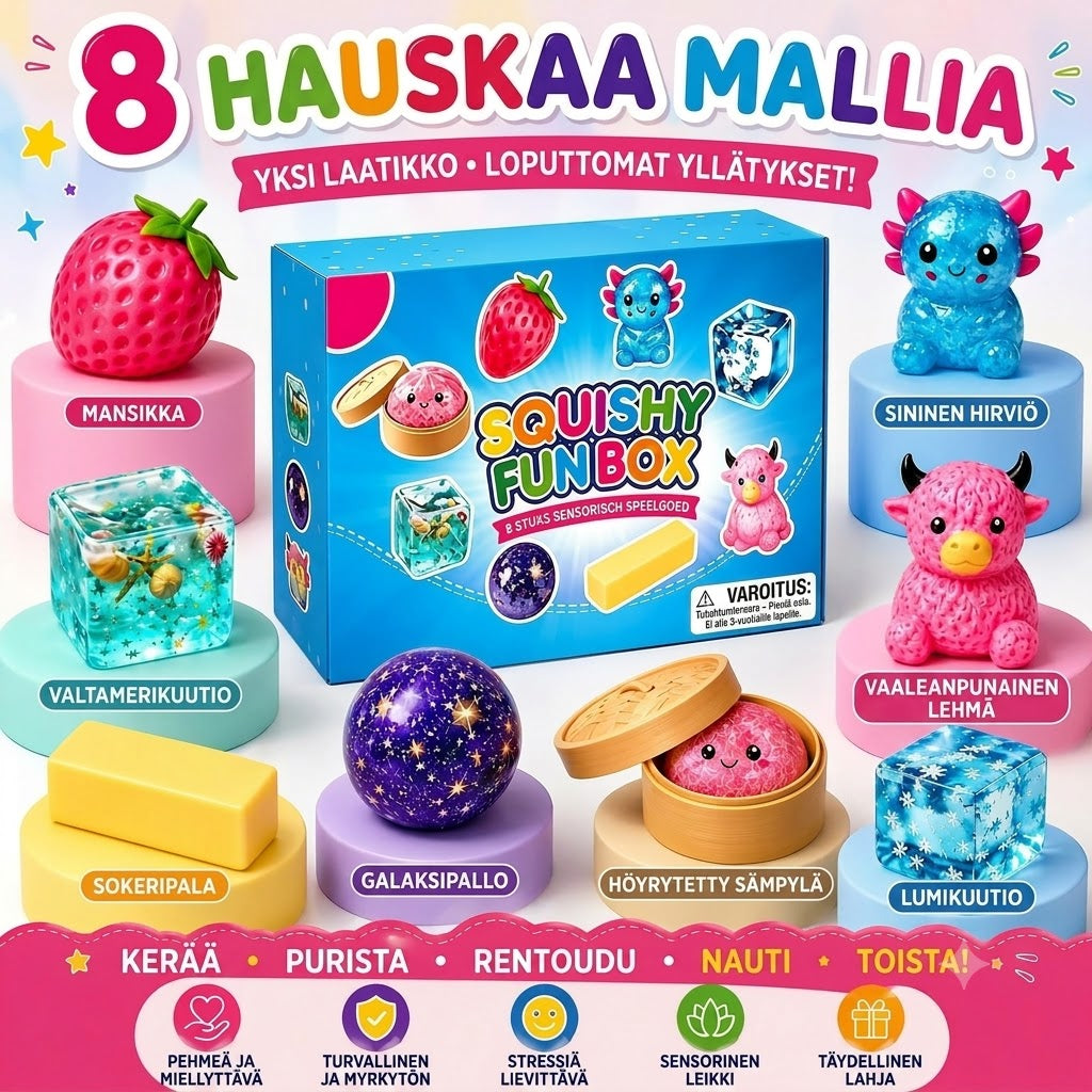 Hauska & Söpö Squishy Box – Suosittu bestseller maagisessa mysteerilaatikossa!