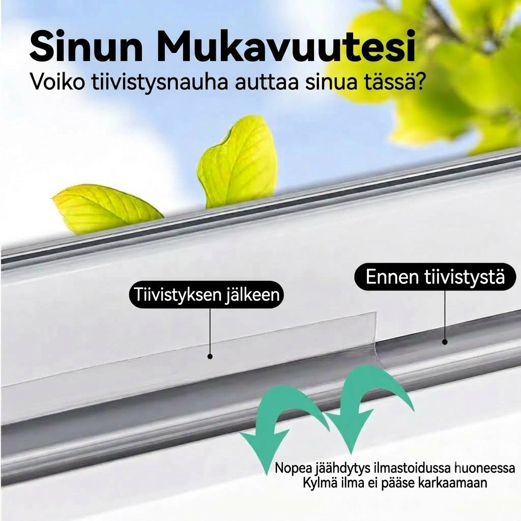 5 m tiivistenauha oviin – Tehokas suoja pölyä, hyönteisiä ja melua vastaan