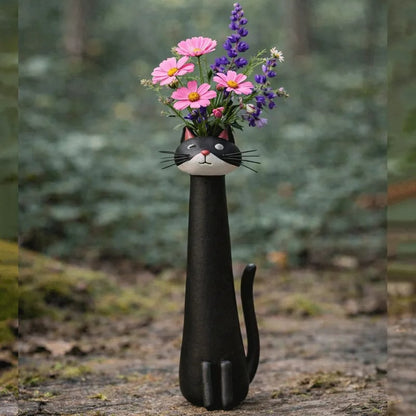 😻 Käsintehty keraaminen kissamaljakko - Ainutlaatuinen ja alkuperäinen muotoilu - Koristeellinen kukkamaljakko kissan ystäville