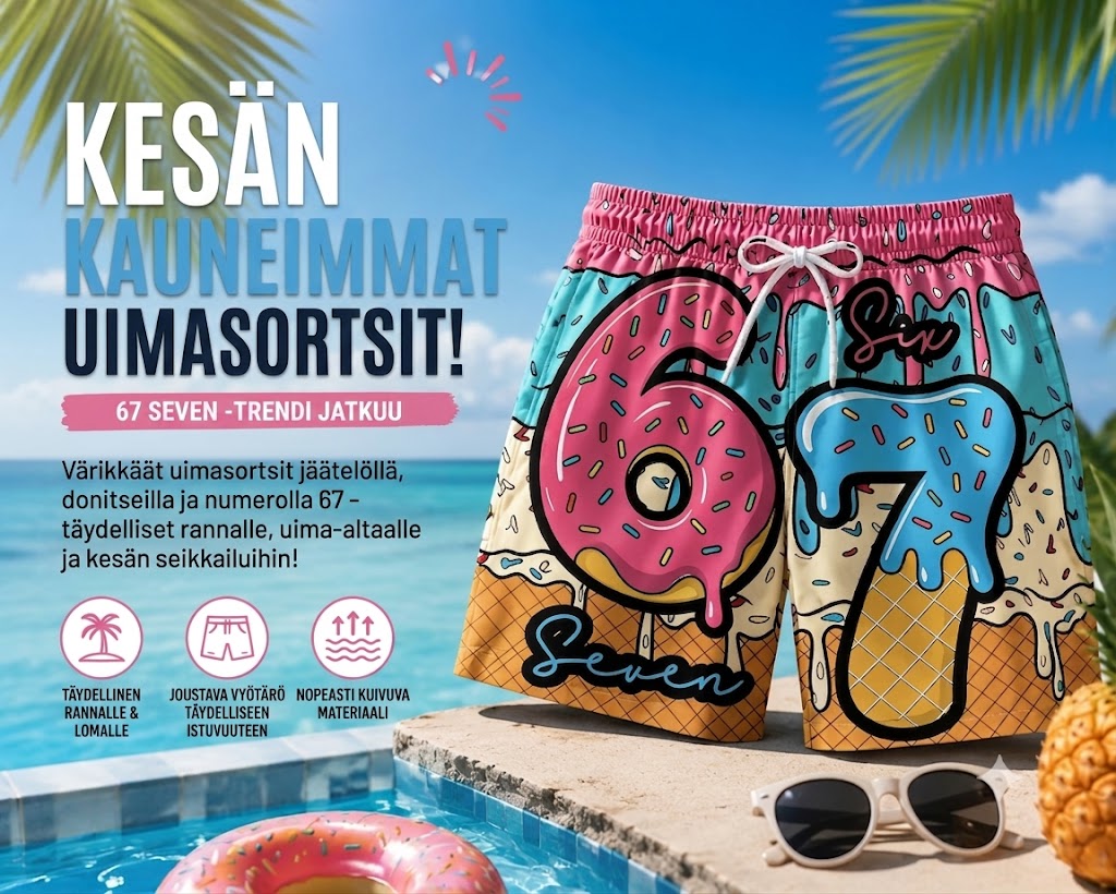 🍦Jäätelö- ja donitsikuvioiset shortsit / Shortsit jäätelö- ja donitsikuosilla🍩