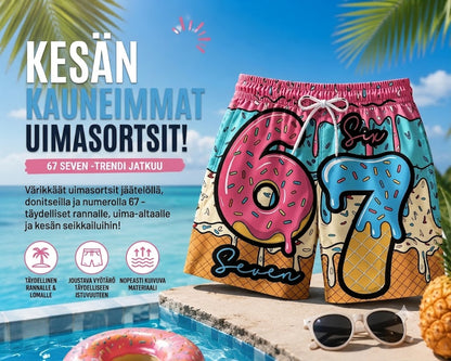 🍦Jäätelö- ja donitsikuvioiset shortsit / Shortsit jäätelö- ja donitsikuosilla🍩