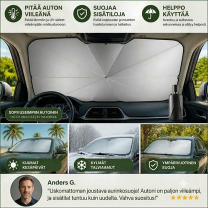 Taitettava tuulilasin aurinkosuoja – Tehokas UV-suoja ja aurinkosuojaus autolle 🚗☂️