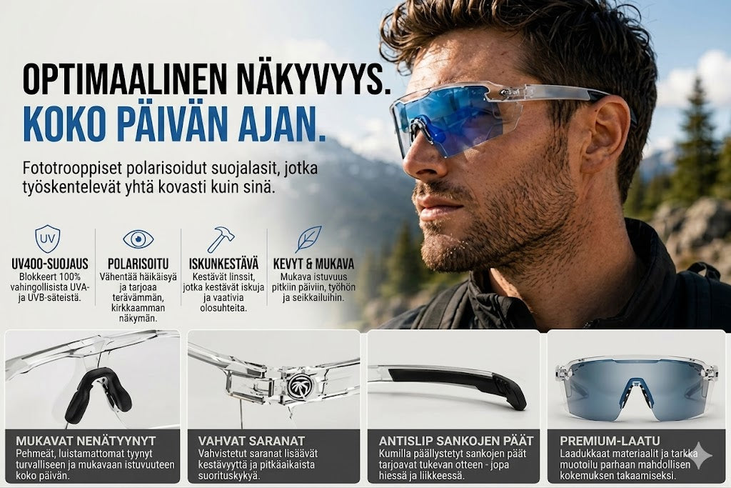Pyöräilyaurinkolasit – Aurinkolasit mukautuvilla linsseillä