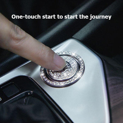 Kimalteleva koristekehys auton käynnistyspainikkeelle