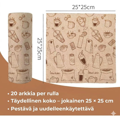 Uudelleenkäytettävät mikrokuituliinat rullassa – Revittävät puhdistusliinat