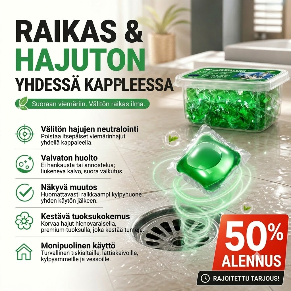Puhdistus- ja hajunpoistotabletit viemäriputkille