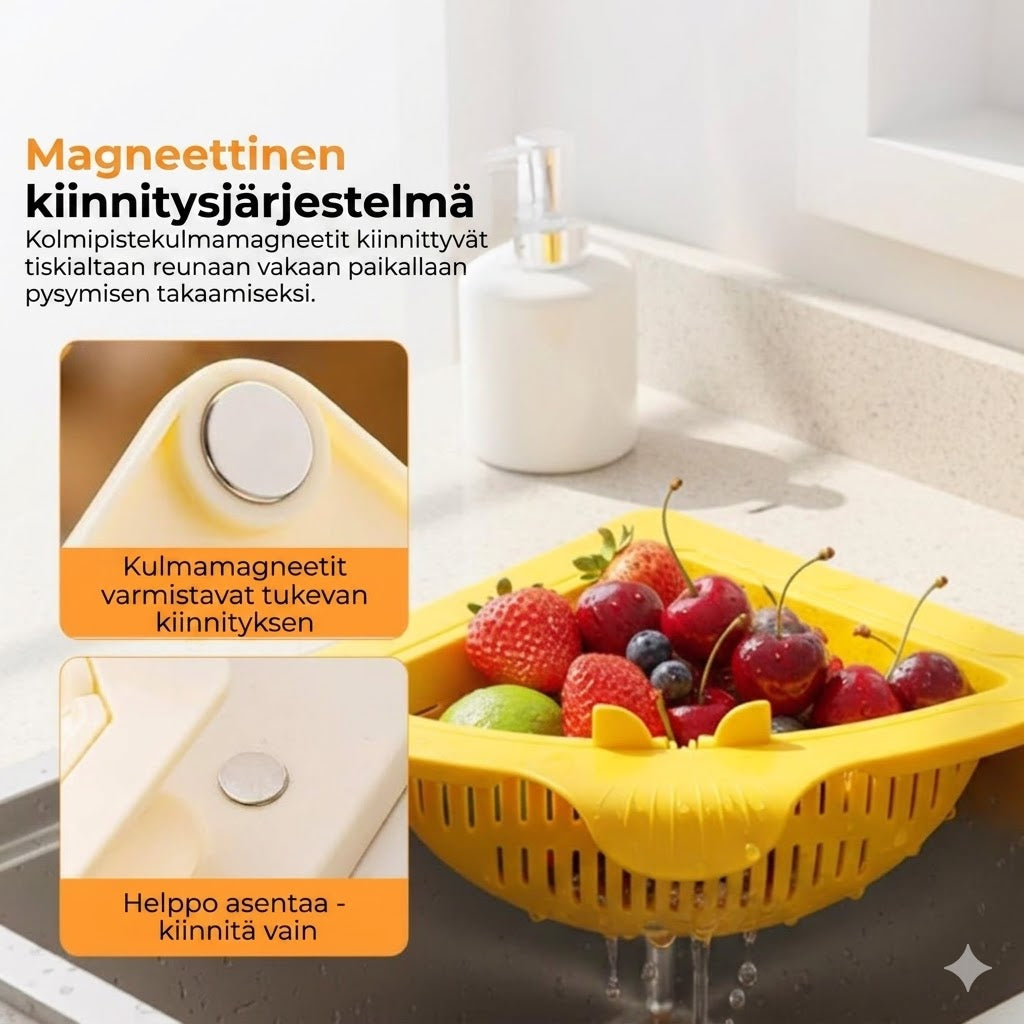 Magneettinen kulmasiivilä tiskialtaaseen – Tiskialtaan roskasiivilä