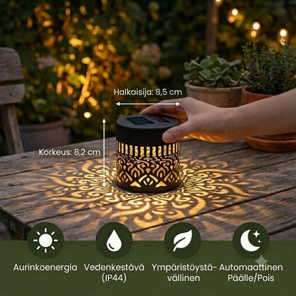 Värikäs aurinkokäyttöinen Mandala-puutarhavalo – Vedenpitävä LED-seinävalaisin heijastustehosteella ulkokäyttöön