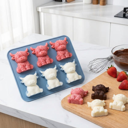 🐮 Mini ylämaankarja -jääpalamuotti – 3D-silikonia jääpaloille