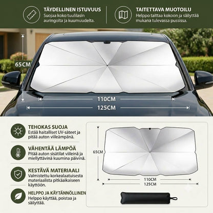 Taitettava tuulilasin aurinkosuoja – Tehokas UV-suoja ja aurinkosuojaus autolle 🚗☂️