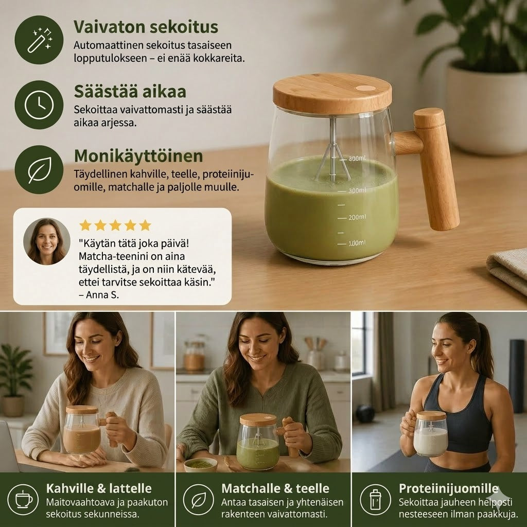 Sähkökäyttöinen automaattinen sekoituskuppi – Kannettava itsesekoittava muki