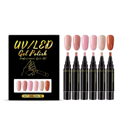 SalonPen – 3-in-1 kynsilakkakynä (UV-lampulla) – 6 kpl pakkaus