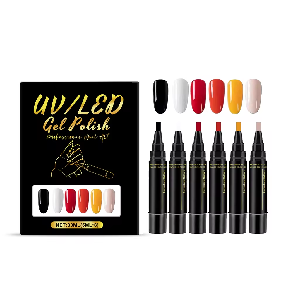 SalonPen – 3-in-1 kynsilakkakynä (UV-lampulla) – 6 kpl pakkaus