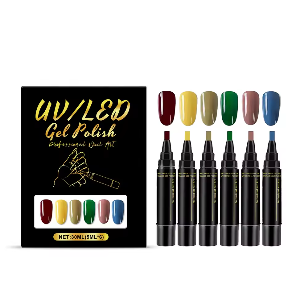SalonPen – 3-in-1 kynsilakkakynä (UV-lampulla) – 6 kpl pakkaus