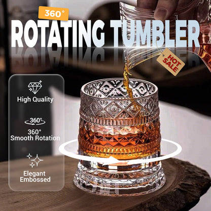 💎🥃 360° pyörivä viskilasi – Ylellinen kristallinen pyörivä tumbler-lasi