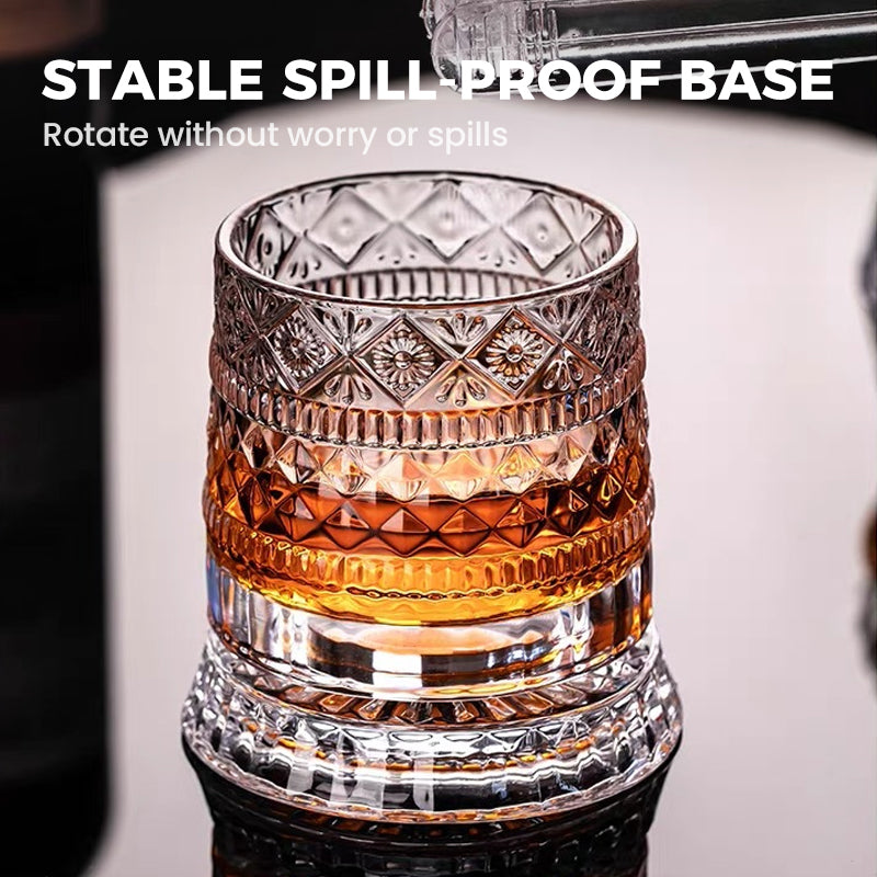 💎🥃 360° pyörivä viskilasi – Ylellinen kristallinen pyörivä tumbler-lasi