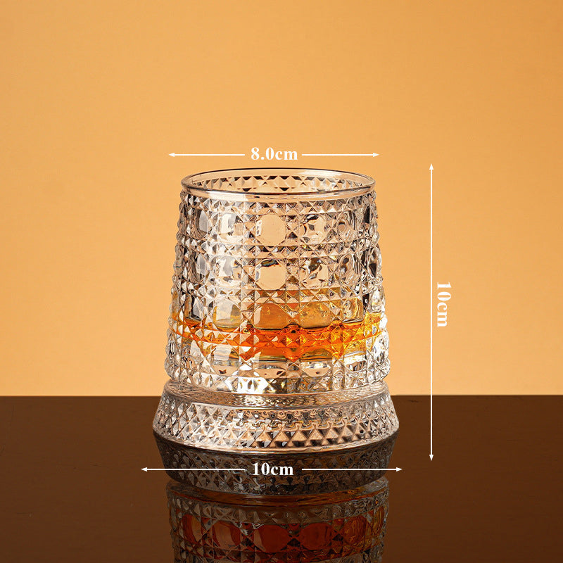💎🥃 360° pyörivä viskilasi – Ylellinen kristallinen pyörivä tumbler-lasi