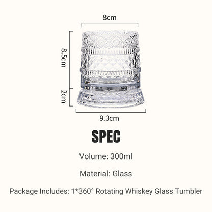 💎🥃 360° pyörivä viskilasi – Ylellinen kristallinen pyörivä tumbler-lasi