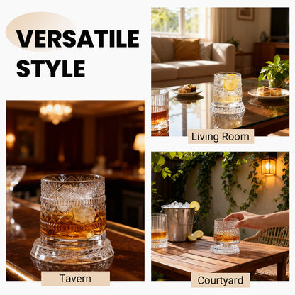 💎🥃 360° pyörivä viskilasi – Ylellinen kristallinen pyörivä tumbler-lasi