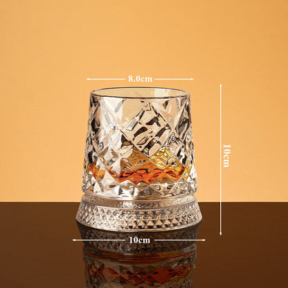 💎🥃 360° pyörivä viskilasi – Ylellinen kristallinen pyörivä tumbler-lasi