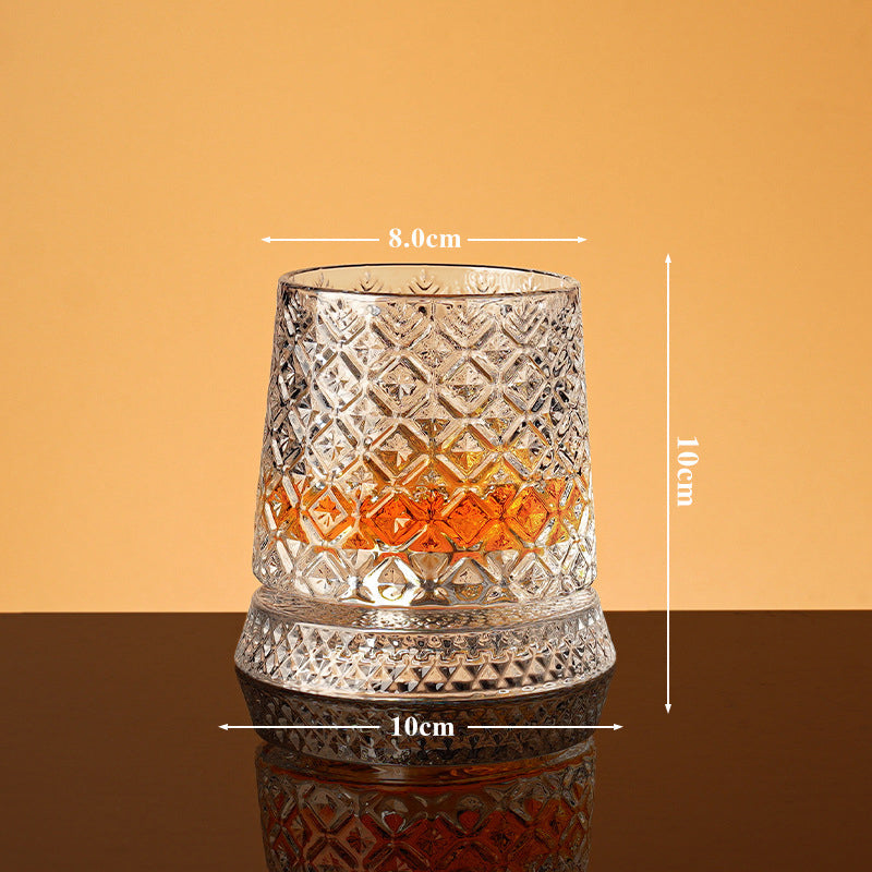 💎🥃 360° pyörivä viskilasi – Ylellinen kristallinen pyörivä tumbler-lasi