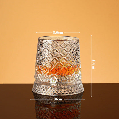 💎🥃 360° pyörivä viskilasi – Ylellinen kristallinen pyörivä tumbler-lasi
