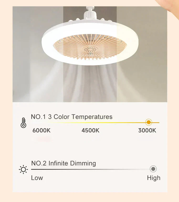LED-kattotuuletin kaukosäätimellä – Hiljainen, 3 valotilaa, energiatehokas 🌀